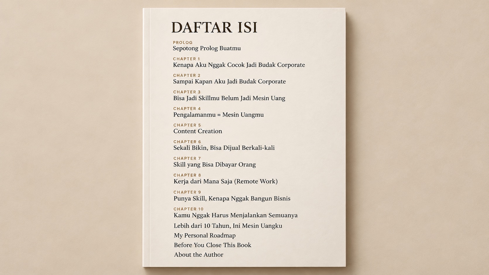 Daftar Isi E-Book Nyari Cuan